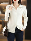 Samantha | Elegant Zip-Up Knit Cardigan - Picela