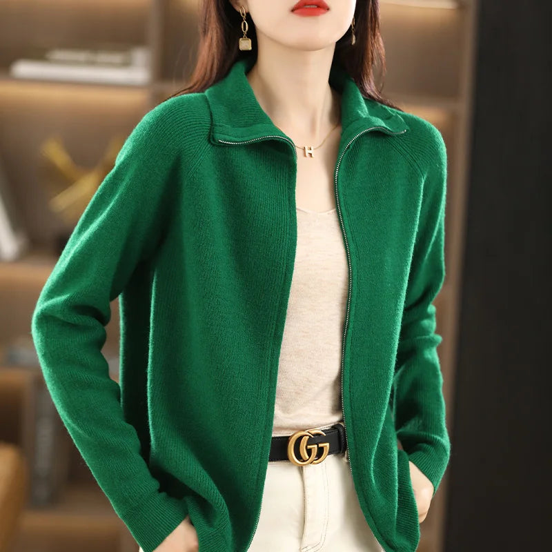 Samantha | Elegant Zip-Up Knit Cardigan - Picela