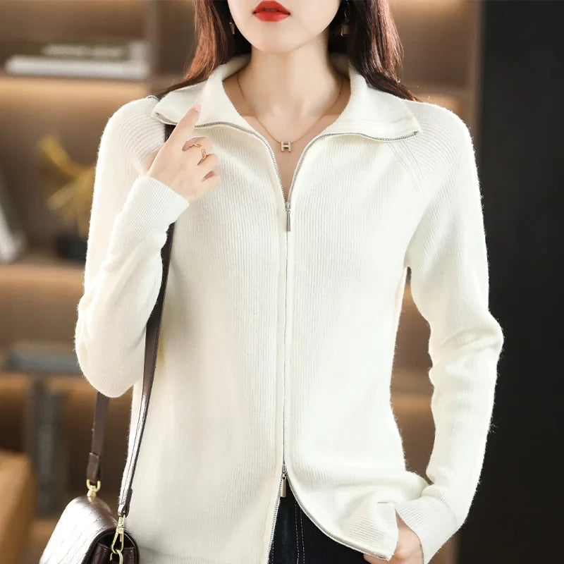 Samantha | Elegant Zip-Up Knit Cardigan - Picela