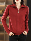 Samantha | Elegant Zip-Up Knit Cardigan - Picela