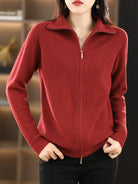 Samantha | Elegant Zip-Up Knit Cardigan - Picela