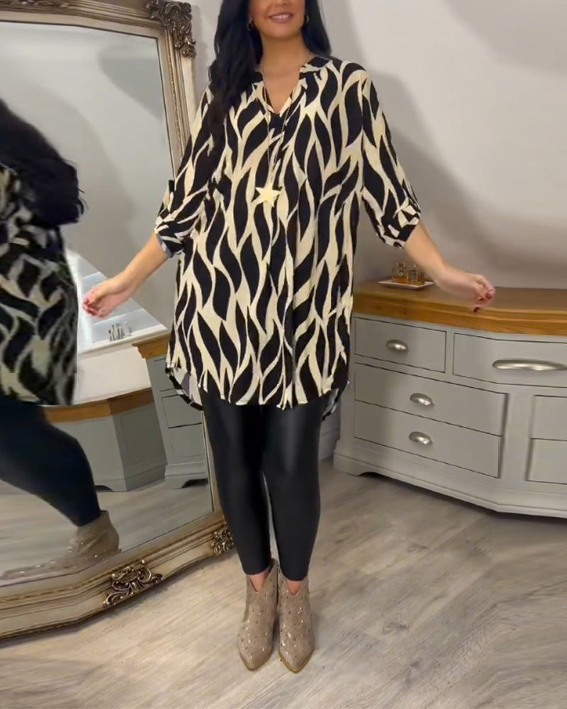Samantha | Stylish Abstract Oversized Blouse - Picela