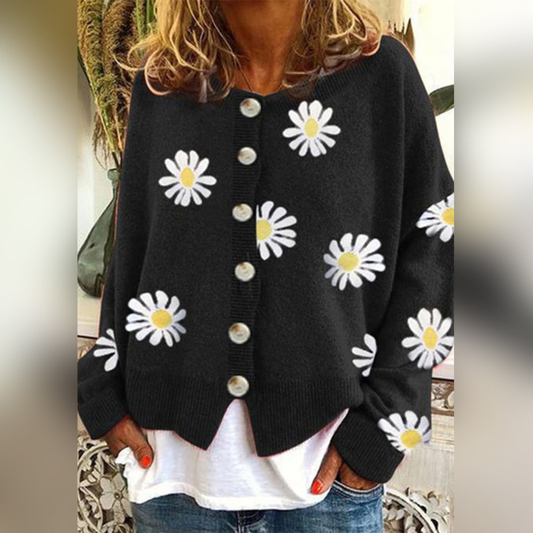 Samantha | Vintage Daisy Button-Down Cardigan - Picela