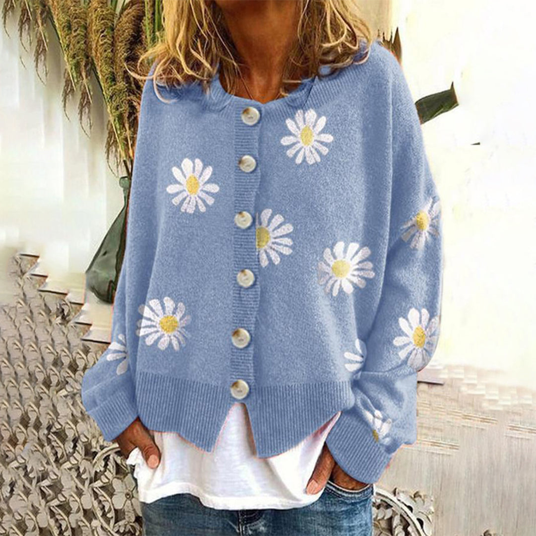 Samantha | Vintage Daisy Button-Down Cardigan - Picela