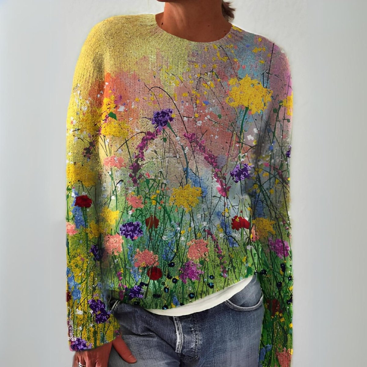 Samantha | Vintage Wildflower Floral Sweater - Picela