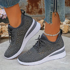 Sarah | Comfortable Knit Rhinestone Sneakers - Picela