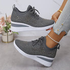 Sarah | Comfortable Knit Rhinestone Sneakers - Picela