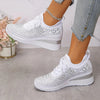 Sarah | Comfortable Knit Rhinestone Sneakers - Picela