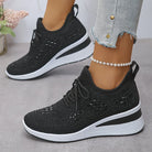 Sarah | Comfortable Knit Rhinestone Sneakers - Picela