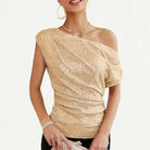 Sarah | Elegant Sequin One-Shoulder Top - Picela
