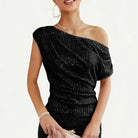 Sarah | Elegant Sequin One-Shoulder Top - Picela