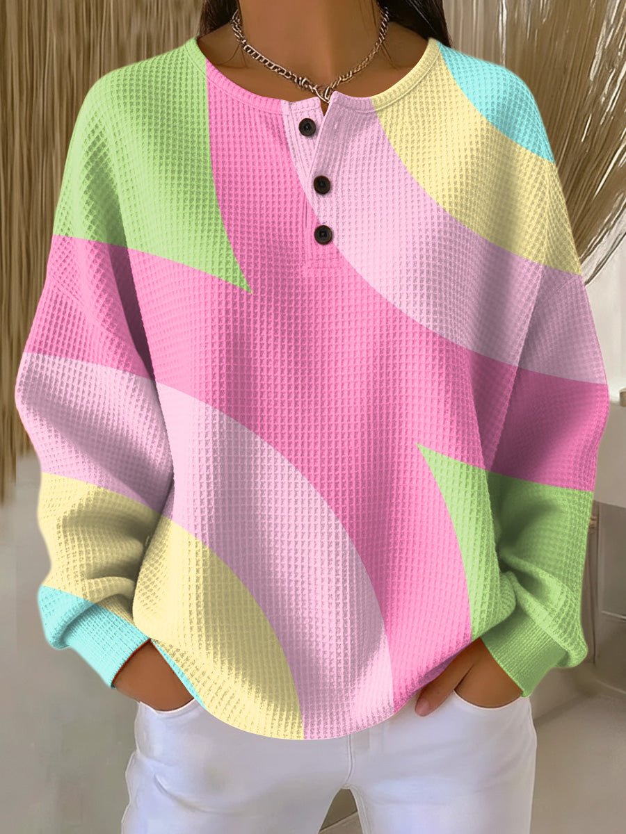 Sarah | Stylish Colorblock Waffle-Knit Sweater - Picela