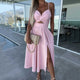 Elegant Cutout Slit Midi Dress for Women