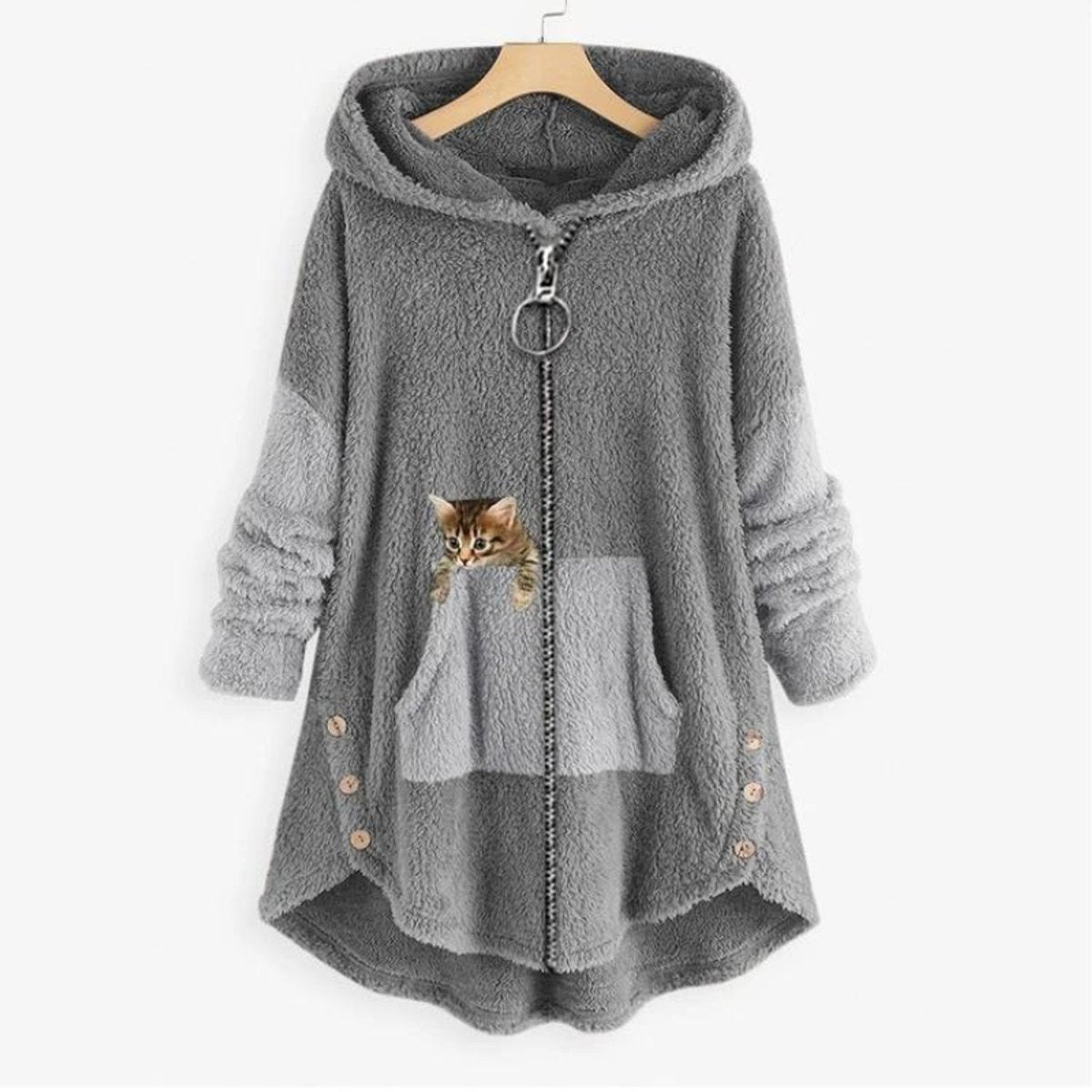 Stephanie | Cozy Fleece Hooded Cardigan - Picela