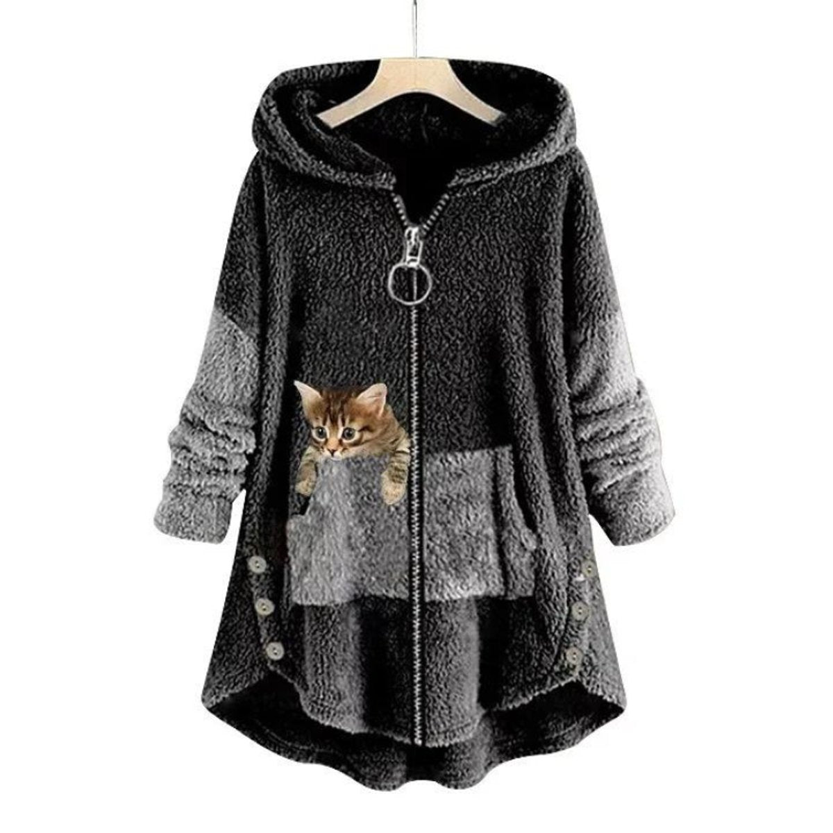 Stephanie | Cozy Fleece Hooded Cardigan - Picela