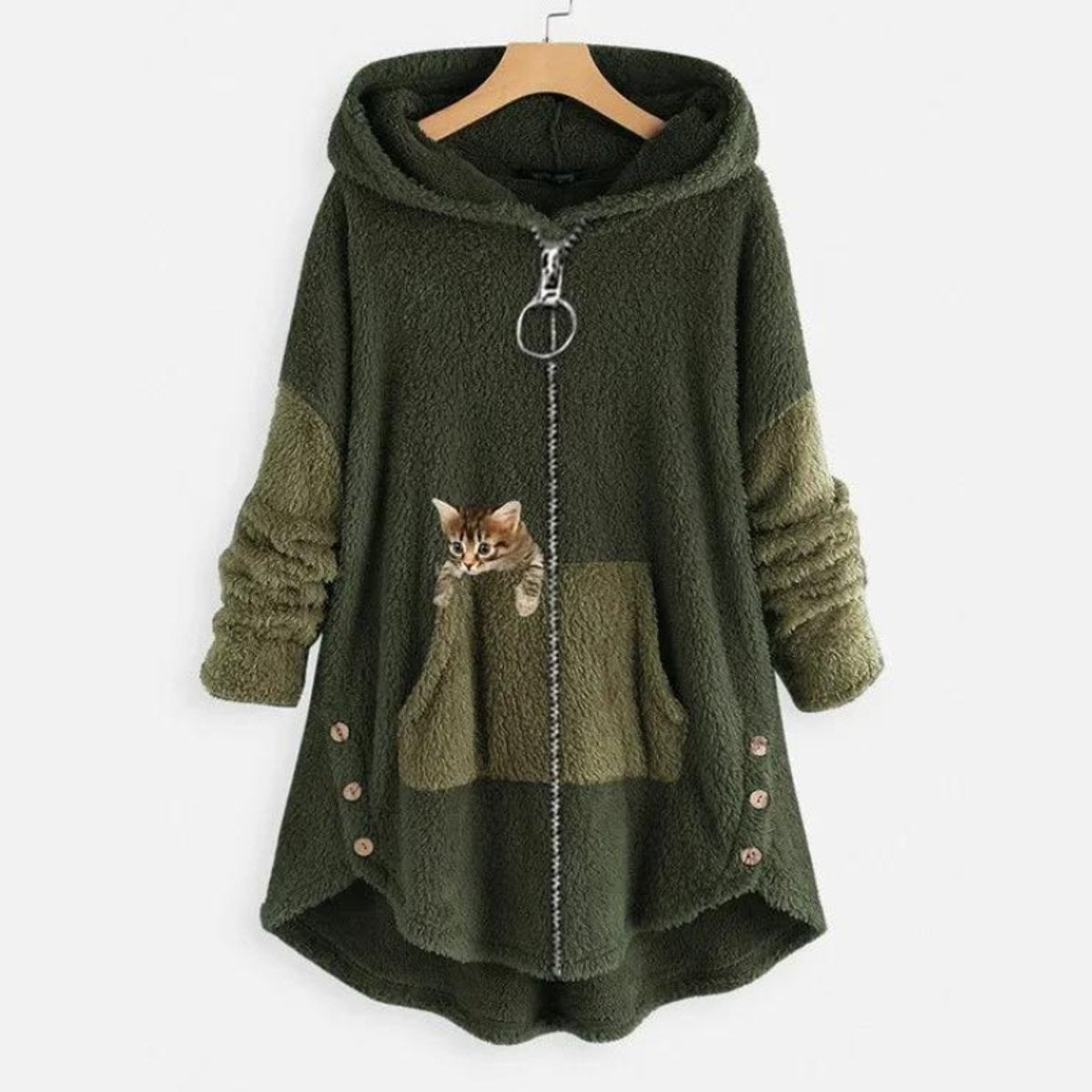 Stephanie | Cozy Fleece Hooded Cardigan - Picela