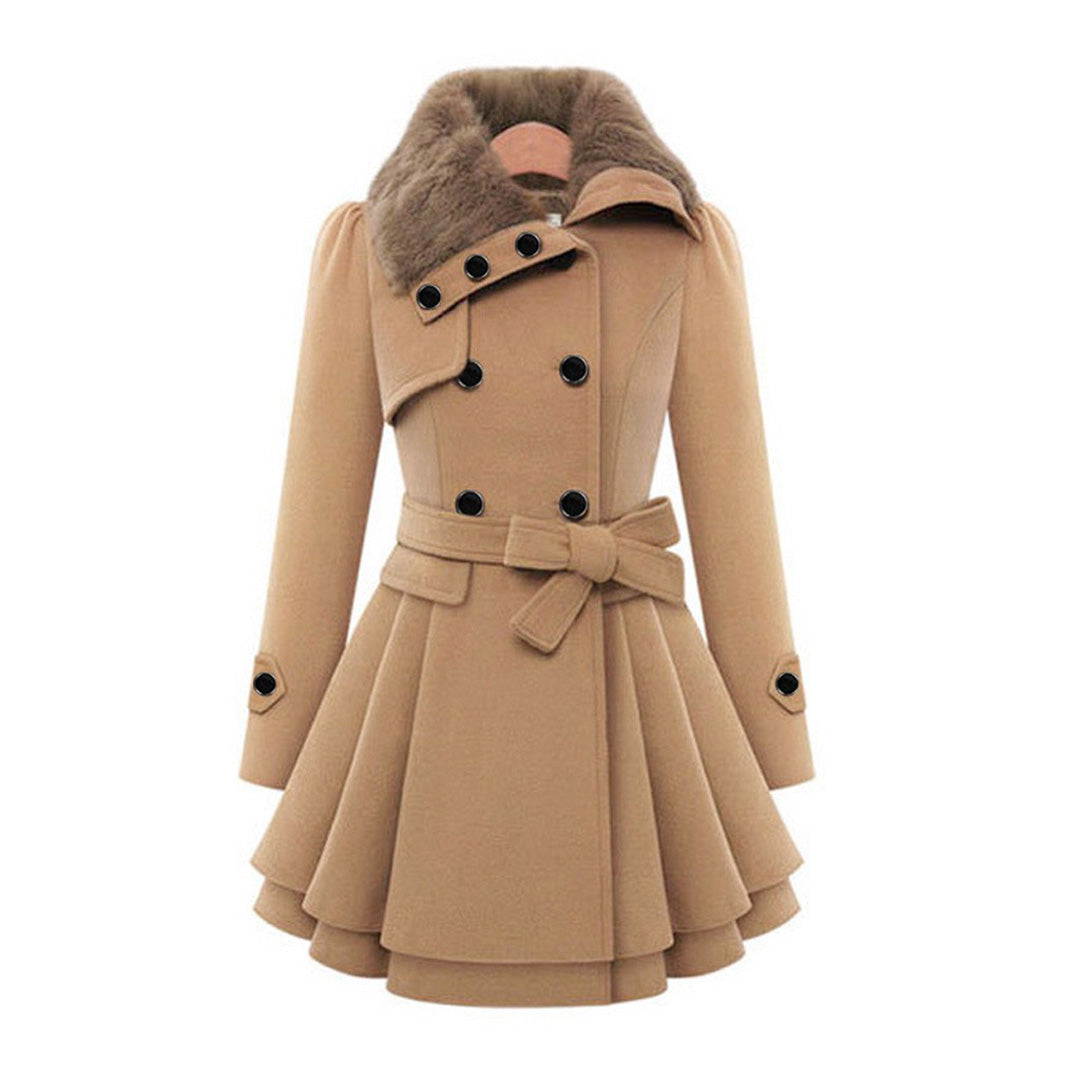 Stephanie | Elegant Fur-Collar Belted Coat - Picela