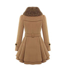 Stephanie | Elegant Fur-Collar Belted Coat - Picela