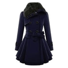 Stephanie | Elegant Fur-Collar Belted Coat - Picela