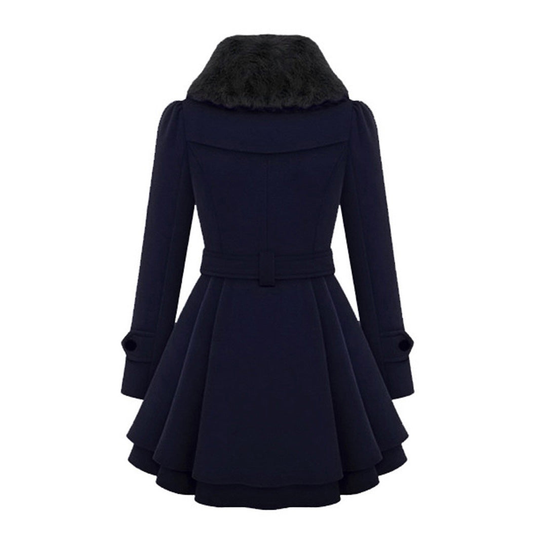 Stephanie | Elegant Fur-Collar Belted Coat - Picela