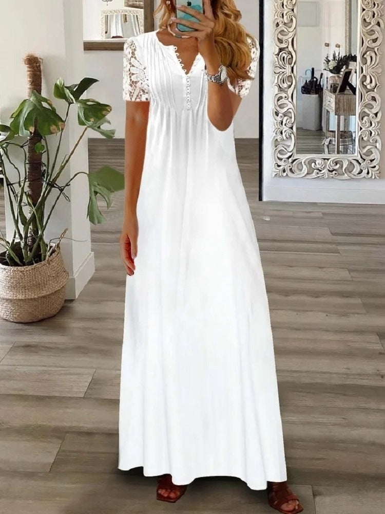 Stephanie | Feminine Button Maxi Dress - Picela