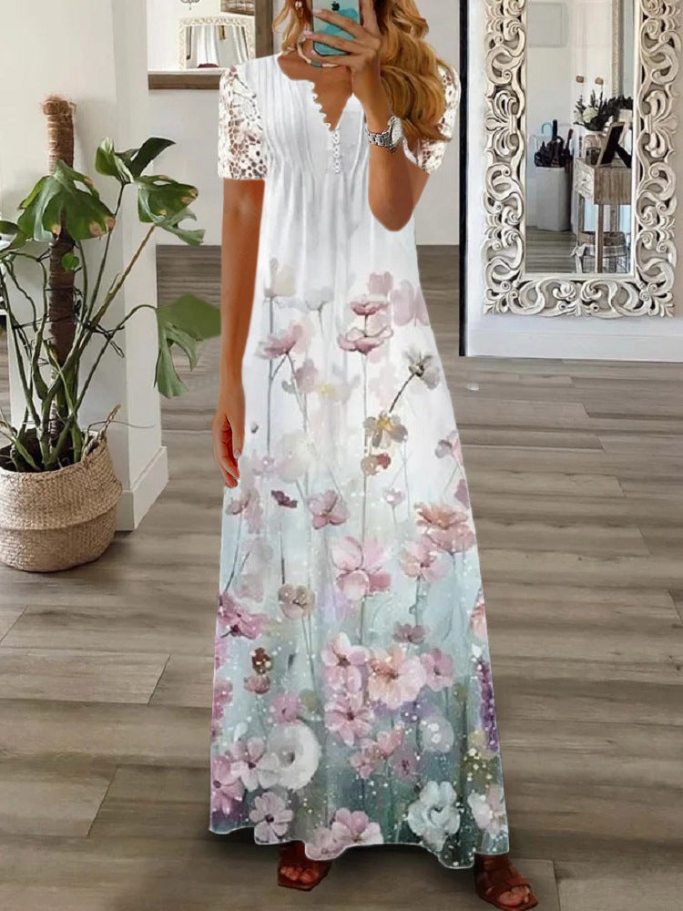 Stephanie | Feminine Button Maxi Dress - Picela
