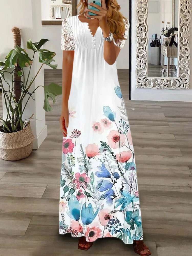 Stephanie | Feminine Button Maxi Dress - Picela