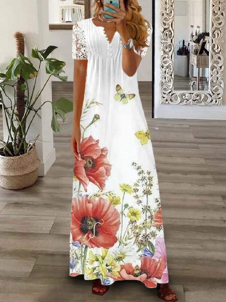Stephanie | Feminine Button Maxi Dress - Picela