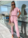 Stephanie | Flattering Belted V-Neck Jumpsuit - Picela