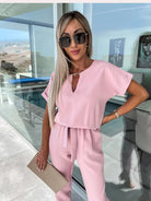 Stephanie | Flattering Belted V-Neck Jumpsuit - Picela