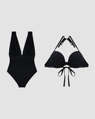 Stephanie | Flattering Plunge Ruched Swimsuit - Picela