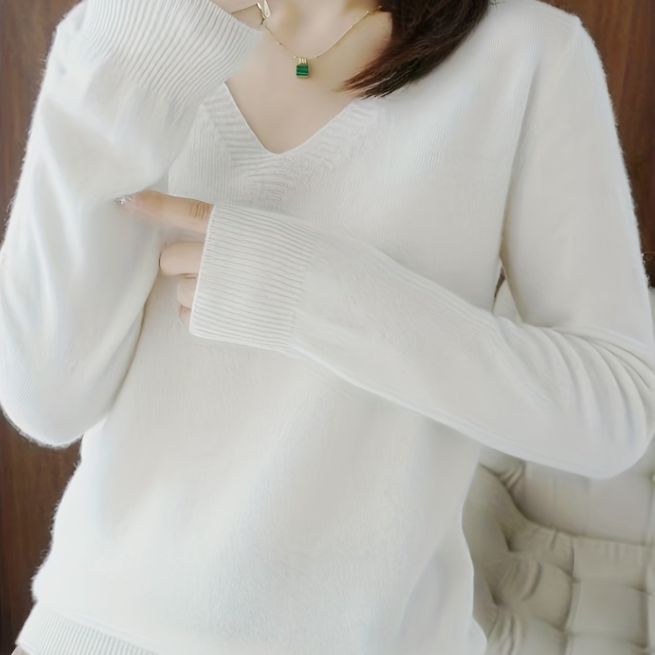 Vanessa | Elegant V-Neck Knit Sweater - Picela