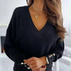 Sarah | Elegant V-Neck Button-Cuff Sweater